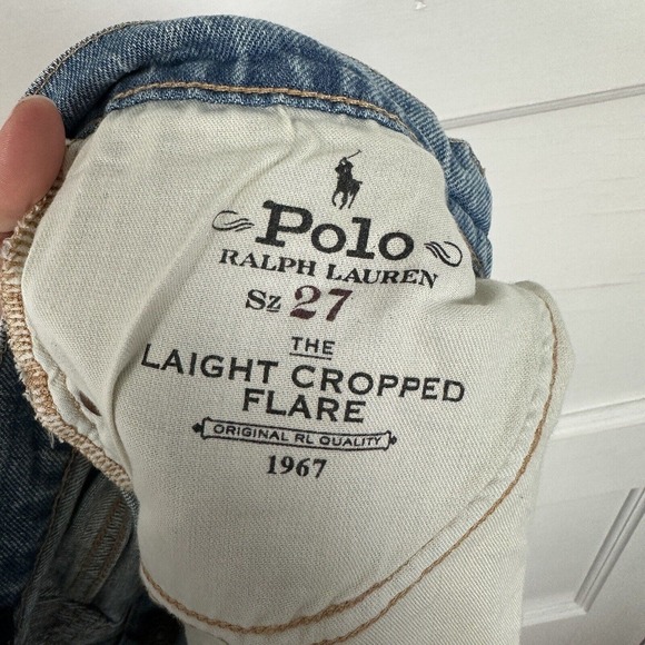 Polo Ralph Lauren Cropped Jeans Women's 27 Light Blue Flare High Waist Denim - Picture 3 of 10
